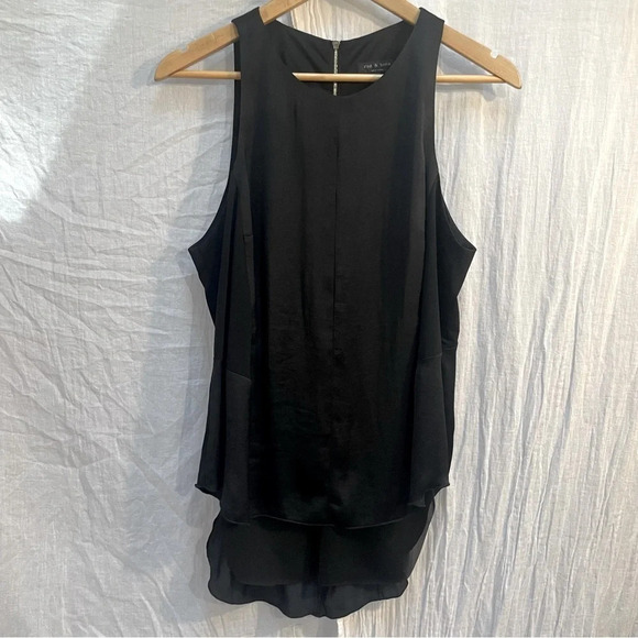 85%OFF❣️Rag & Bone Black Satin Sleek Sleeveless Blouse Tank Top, L - Picture 2 of 12